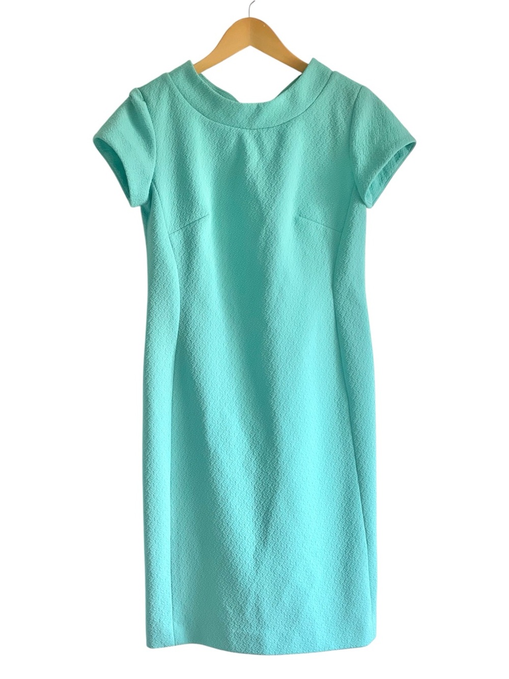 Vintage Cocktail Dress Sheath 1960s Modest Event Aqua Small